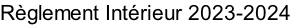 Règlement Intérieur 2023-2024